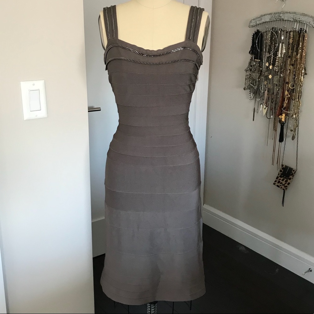 Herve Leger chain tank A line bodycon dress XS